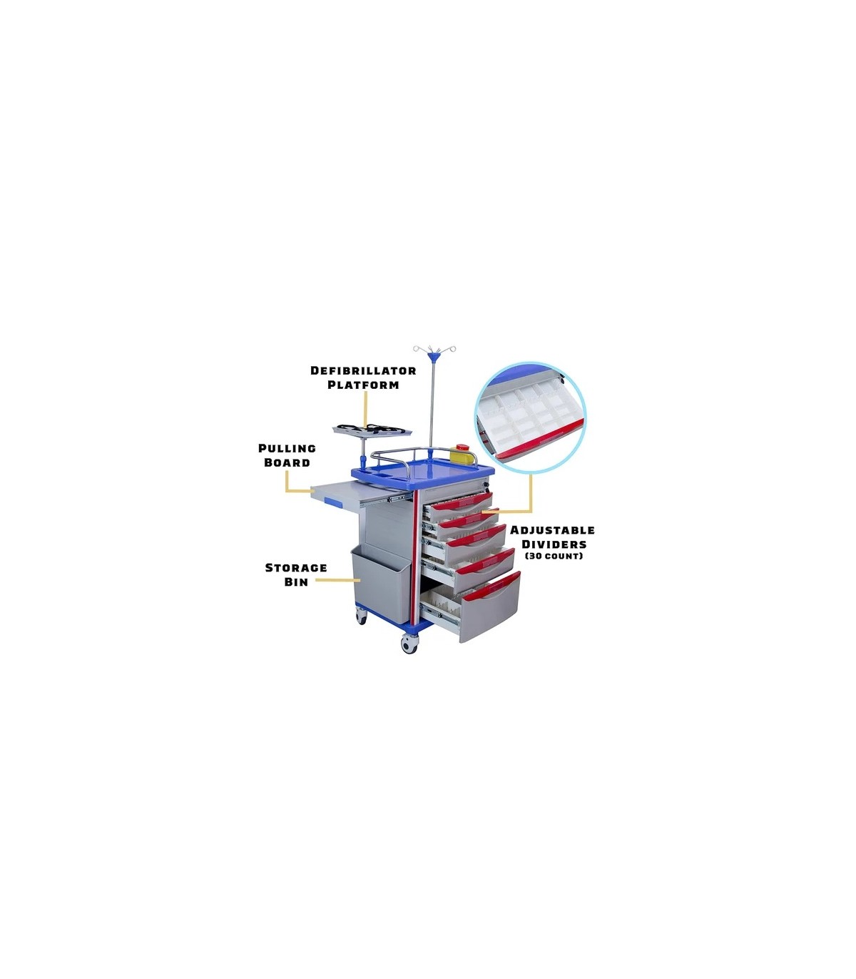 Troliu Medical, Masa Mobila pentru Medicamente si Aparatura Medicala Dr. Happy JLS403 - imagine 2