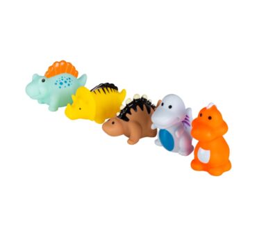 Set 5 jucării de baie Akuku A0169 Dinozauri – sigure, colorate, fără BPA