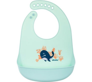 Bavetă din silicon cu buzunar reglabil Akuku A0505 – moale, sigură, ușor de curățat