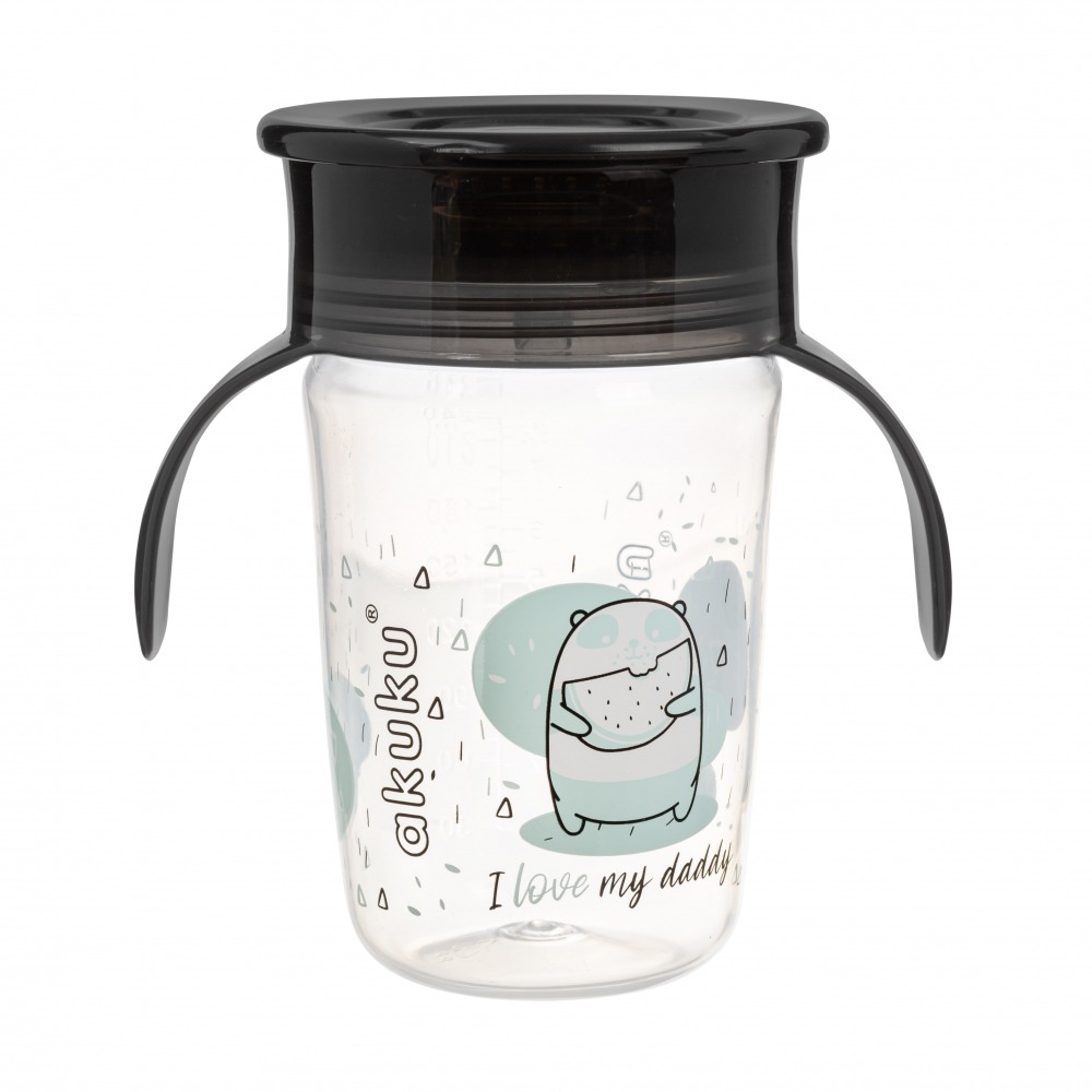 Cană anti-vărsare Akuku A0671 neagră – 260 ml, 360° - imagine 2