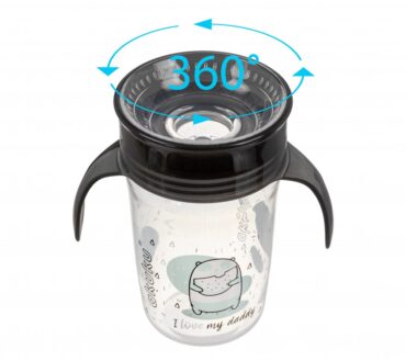 Cană anti-vărsare Akuku A0671 neagră – 260 ml, 360°