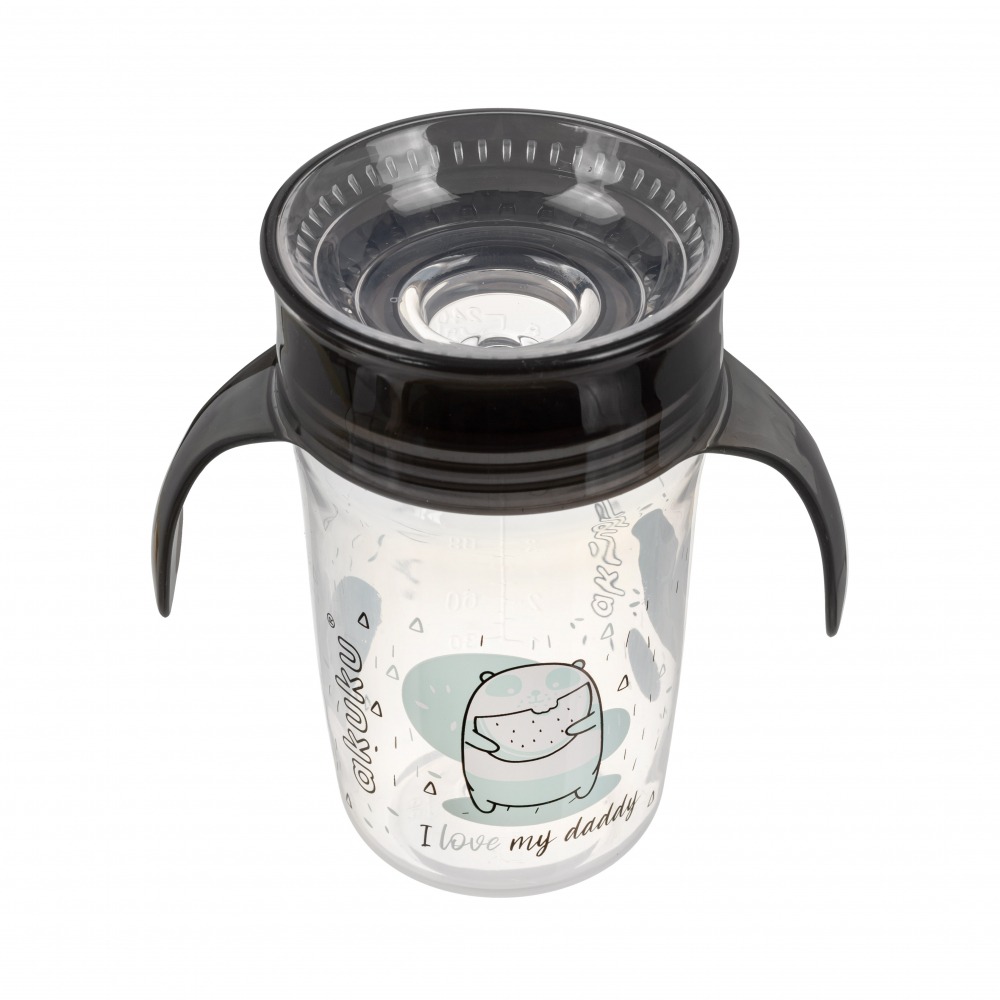 Cană anti-vărsare Akuku A0671 neagră – 260 ml, 360° - imagine 3