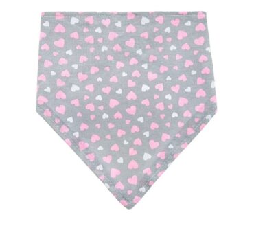 Bandană Akuku A1505 Inimi – bavetă și eșarfă 2 în 1, bumbac 100%, reglabilă