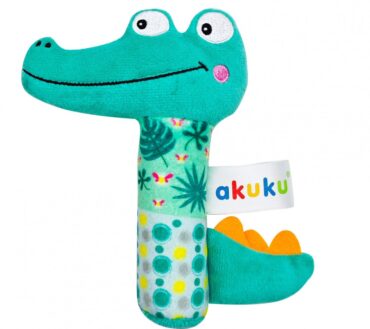 Jucărie zornăitoare de pluș Akuku A0644 Crocodil – moale, interactivă, pentru bebeluși