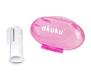 Periuță de dinți și masaj gingival, din silicon, roz Akuku A0265