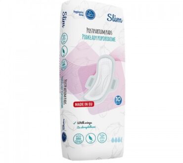 Set 10 tampoane postnatale Akuku A0069 Slim – bumbac organic, hipoalergenice