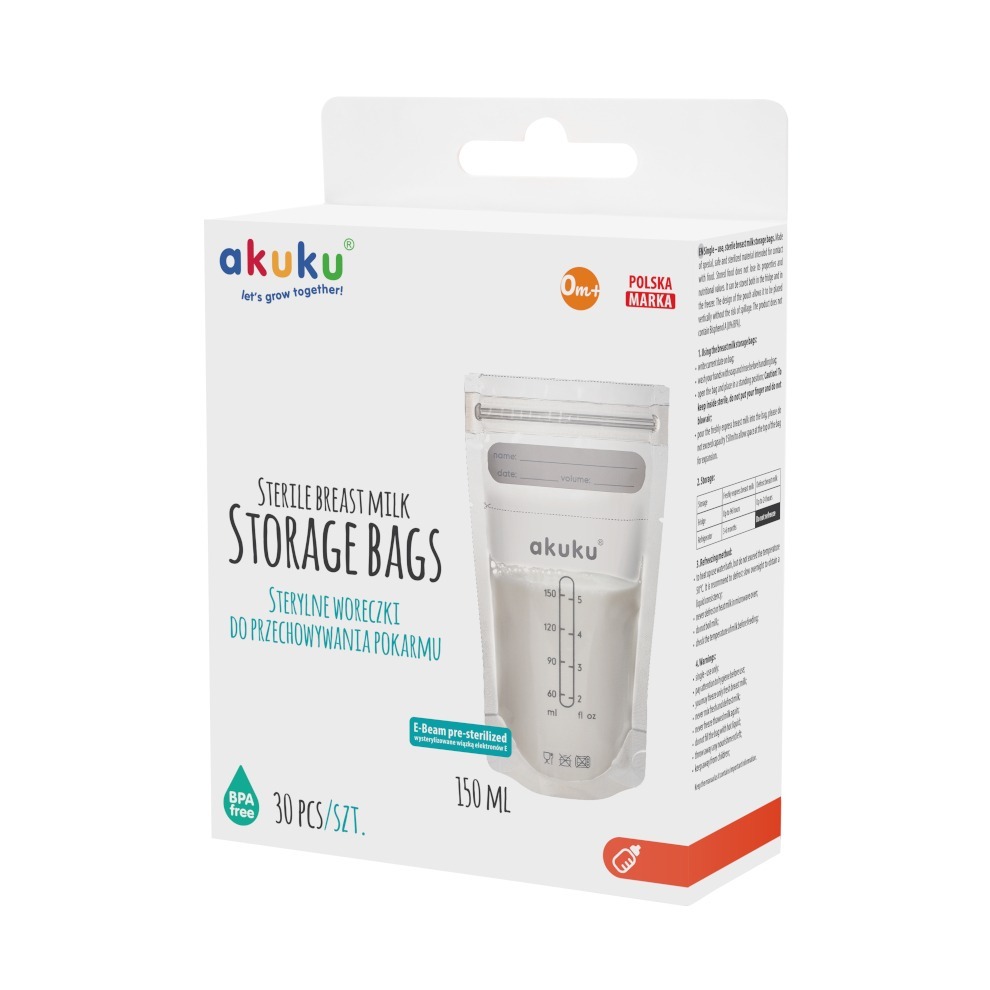 Set 30 pungi sterile pentru stocarea laptelui matern 150 ml Akuku A0011 - imagine 6