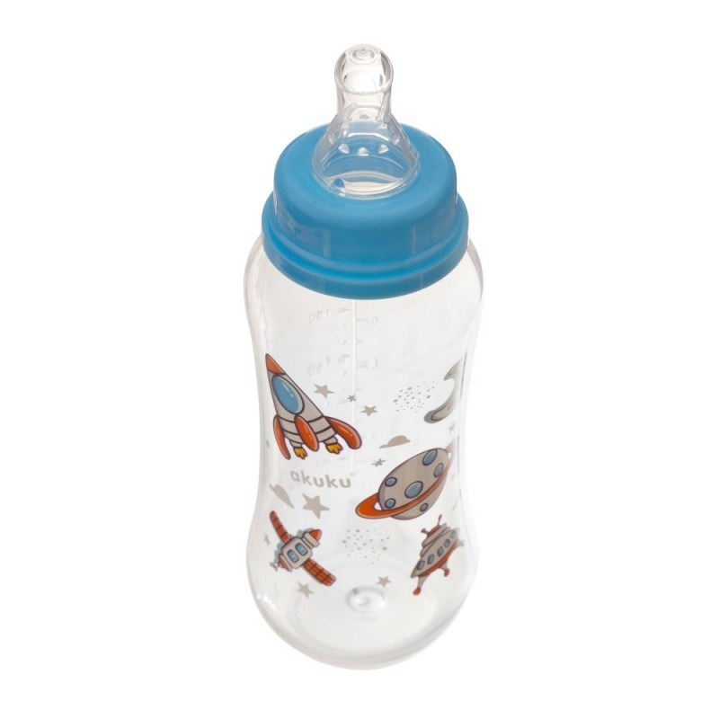 Biberon Clasic cu Tetină din Silicon, 250 ml, Fără BPA, Akuku A0105 - imagine 2