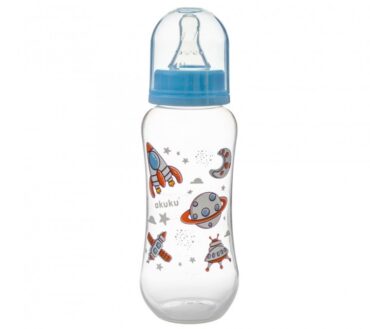 Biberon Clasic cu Tetină din Silicon, 250 ml, Fără BPA, Akuku A0105