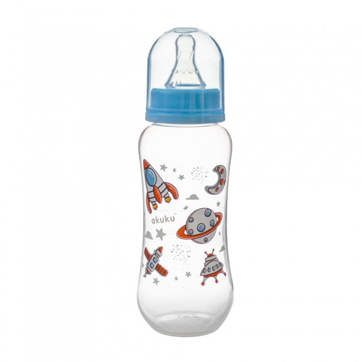 Biberon Clasic cu Tetină din Silicon, 250 ml, Fără BPA, Akuku A0105