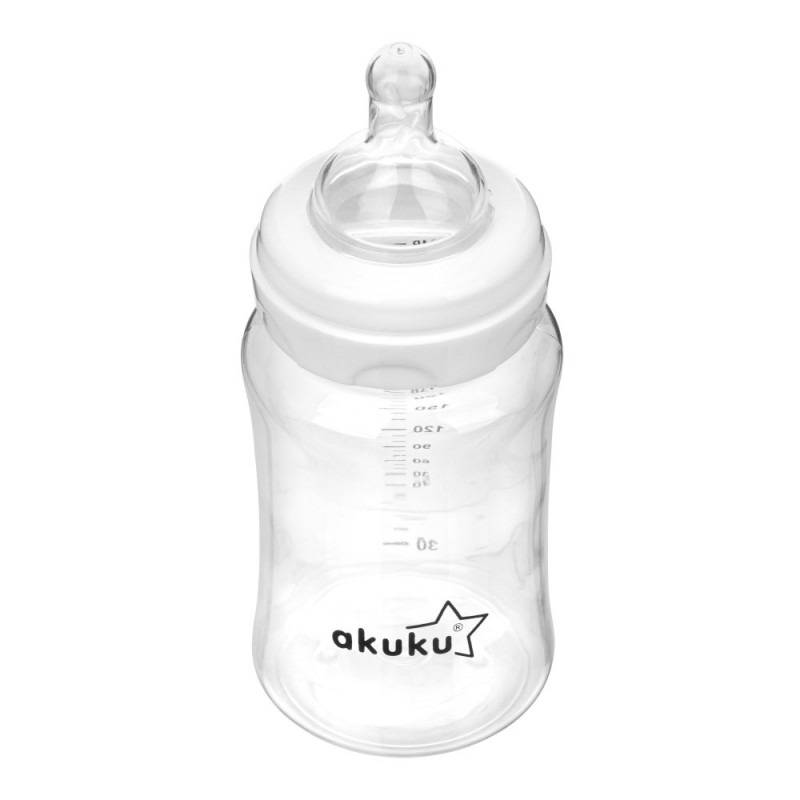 Biberon cu Gât Larg și Tetină Anticolici 240 ml, Akuku A0107 - imagine 2