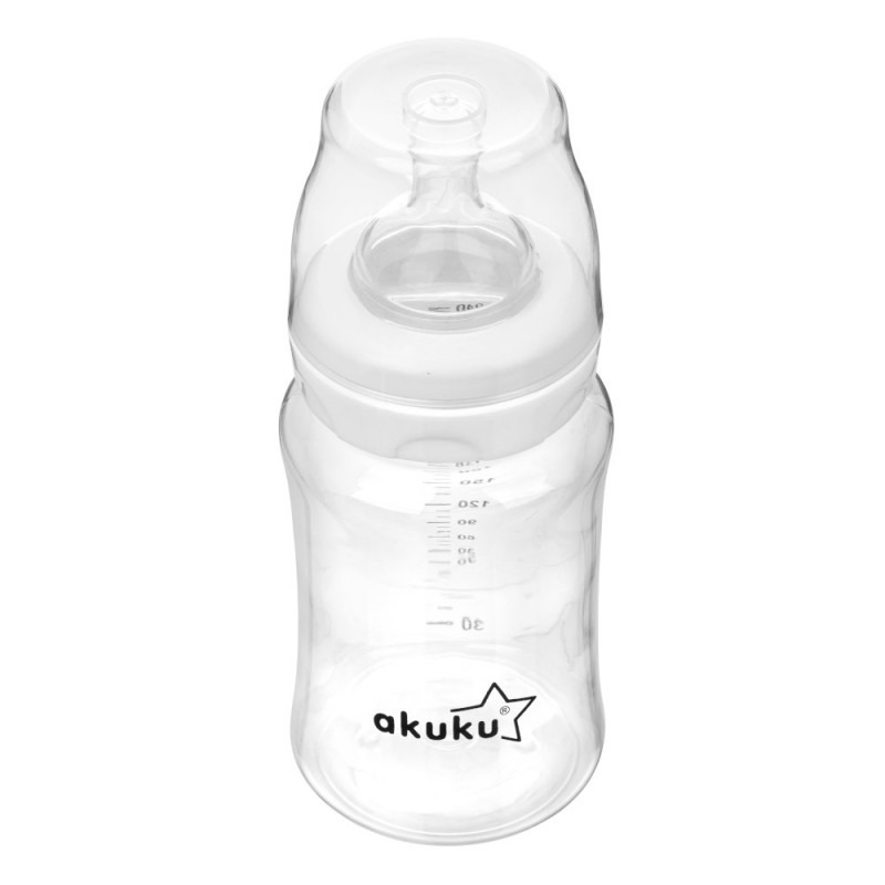 Biberon cu Gât Larg și Tetină Anticolici 240 ml, Akuku A0107 - imagine 3