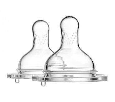 Tetine Anticolici Flux Mediu pentru Biberon cu Gât Larg, 2 bucăți, 3-6 luni, Akuku A0120