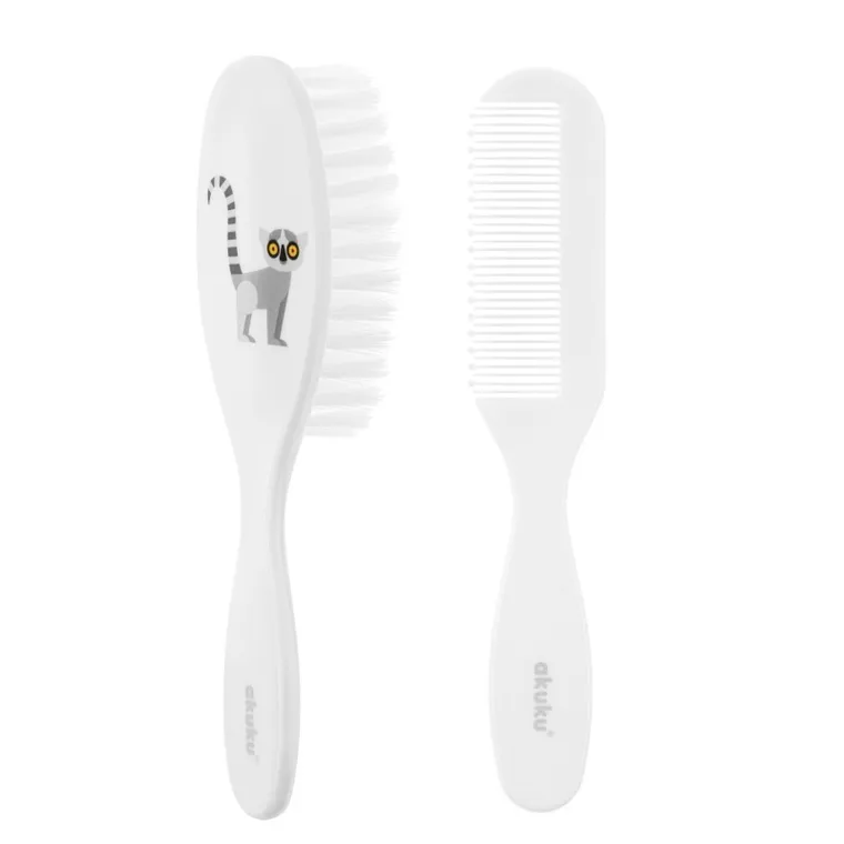 Set pieptăn și perie Akuku A0082 Lemur – peri moi, antistatici, pentru bebeluși