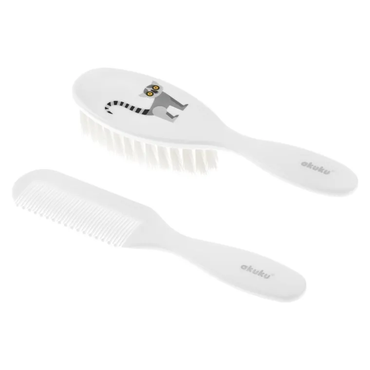 Set pieptăn și perie Akuku A0082 Lemur – peri moi, antistatici, pentru bebeluși - imagine 2