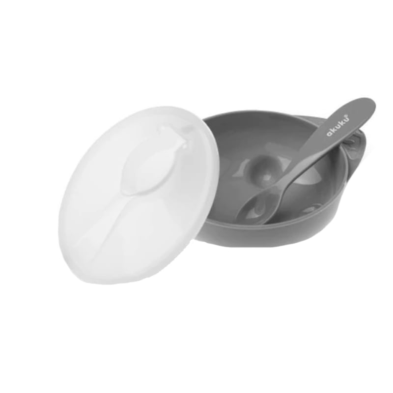Set castron cu capac și linguriță Akuku A0425 gri, 250 ml – practic și sigur - imagine 2
