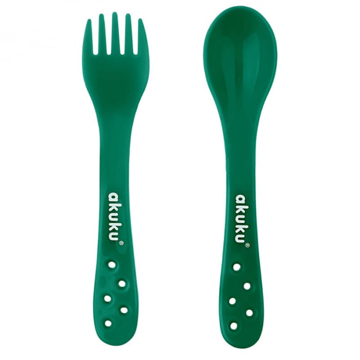 Set 2 piese lingură și furculiță Akuku A0073 – fără BPA, 9 luni+ - imagine 3