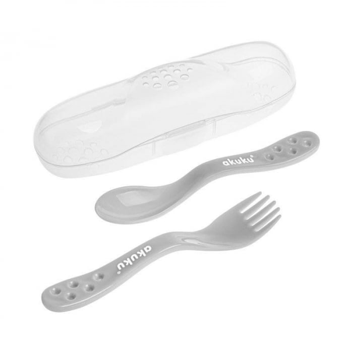 Set 2 piese lingură și furculiță Akuku A0073 – fără BPA, 9 luni+ - imagine 5