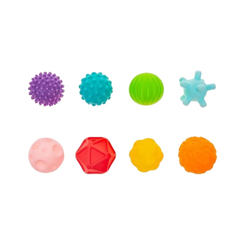 Set 8 mingi senzoriale moi Akuku A0452 – sigure, colorate, 9 luni+